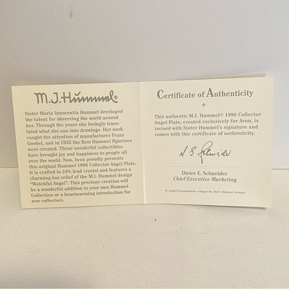 M. I. hummel crystal 1996 collectors angel & baby jesus plate avon products - Picture 8 of 14